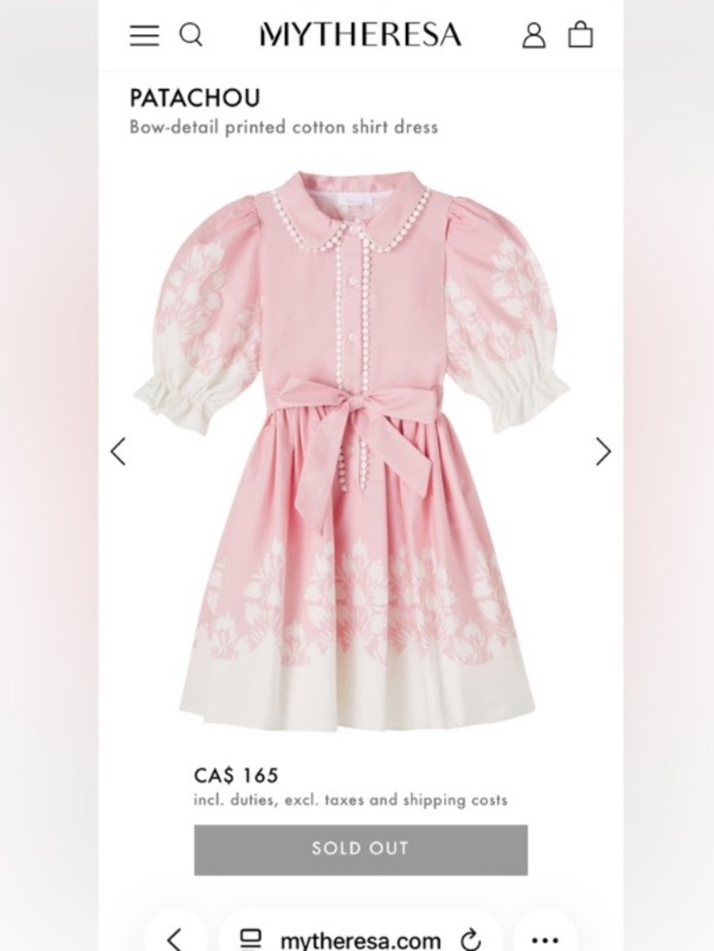 Patachou 4T Girls' Pink Floral Puff-Sleeve Dress with Waist Tie